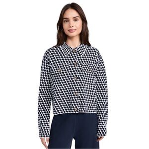 La Ligne Patterned Crop Jane Jacket Ivory/Navy